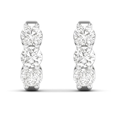 Lgd 3-Stone Huggie Earrings – Lab Diamond Earrings in 18K Gold | Just Brilliant – lifestyle view