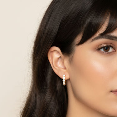 Lgd 5-Stone Hoop Earrings – Lab Diamond Hoop Earrings in 18K Gold | Just Brilliant – view 7