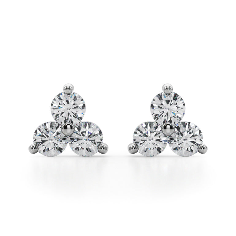 40342-1/2 Earrings 3 Stone – Radiant Lab Diamond Earrings in 18K Gold | Just Brilliant
