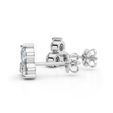 40342-1/2 Earrings 3 Stone – Lab Diamond Earrings in 18K Gold | Just Brilliant – close-up view