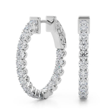 Classic Inside Out U-Prong Hoop Earrings – Radiant Lab Diamond Hoop Earrings in 18K Gold | Just Brilliant