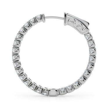 41005-04-28mm-1.1 Inch 4 Prong Round Hoo – Lab Diamond Jewelry in 18K Gold | Just Brilliant – detail view