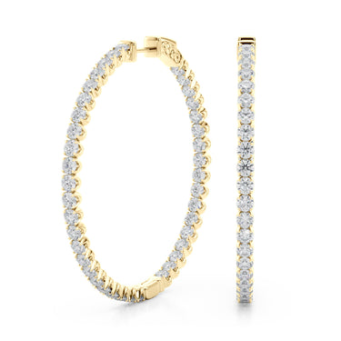 41005-05-41mm-1.6 Inch 4 Prong Round Hoo – Lab Diamond Jewelry in 18K Gold | Just Brilliant – angle view