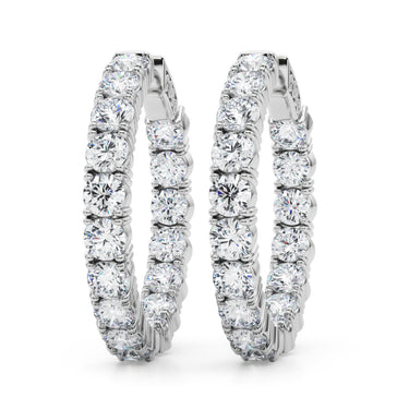 Inside Outside Hoop Earrings – Lab Diamond Hoop Earrings in 18K Gold | Just Brilliant – close-up view