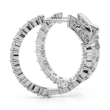 Inside-Out Shared Prong Round Hoop Earrings – Round Lab Diamond Hoop Earrings in 18K Gold | Just Brilliant – lifestyle view
