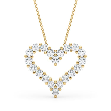 Shared Prong Heart Shape Pendant Necklace – Heart-Shaped Lab Diamond Necklace in 18K Gold | Just Brilliant – side view