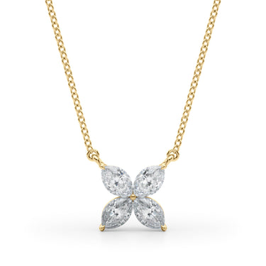 Marquise Flower Pendants – Marquise Lab Diamond Pendant in 18K Gold | Just Brilliant – close-up view