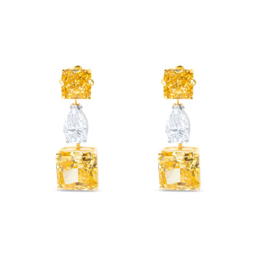 Luna Luminary Earrings by Just Brilliant – 15.5ct fancy yellow and white lab diamond earrings in 18K gold