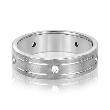 6mm Heavy Weight Mens Band with Diamond – Radiant Lab Diamond Men's Band in 18K Gold | Just Brilliant