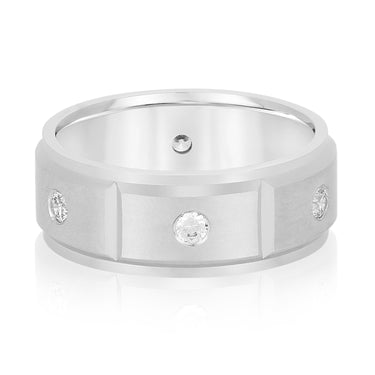 8mm Heavy Weight Mens Band with Diamond – Radiant Lab Diamond Men's Band in 18K Gold | Just Brilliant
