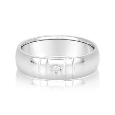 6mm Heavy Weight Mens Band with Diamond – Radiant Lab Diamond Men's Band in 18K Gold | Just Brilliant