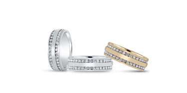 7mm Heavy Weight Mens Band with Diamond – Radiant Lab Diamond Men's Band in 18K Gold | Just Brilliant