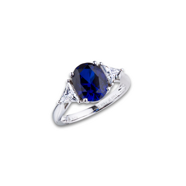 Royal Lumina Ring by Just Brilliant – 3ct sapphire and lab diamond ring in 18K white gold