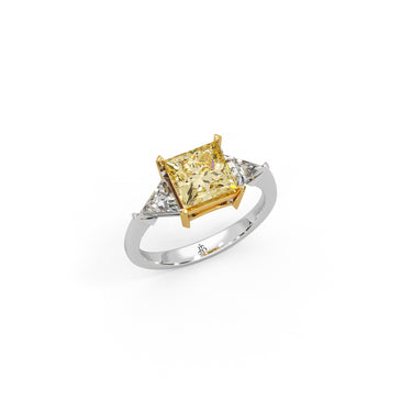 Vivid Sol Ring by Just Brilliant – 5.5ct fancy yellow lab diamond ring in 18K white gold – lifestyle view