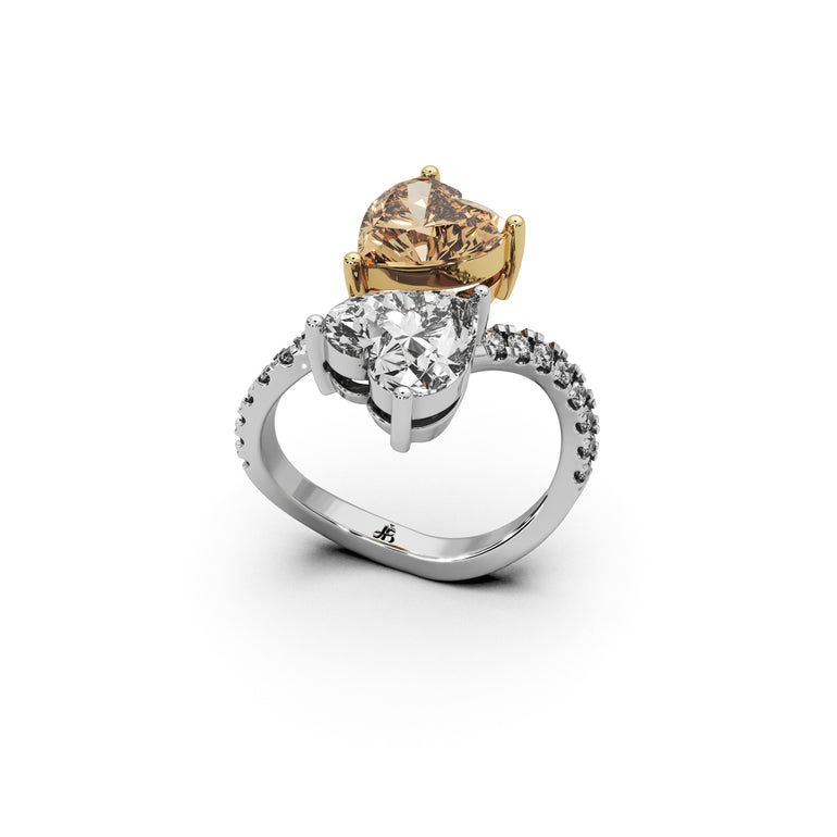 Harmony Hearts Ring by Just Brilliant – elegant lab diamond ring in 18K white gold