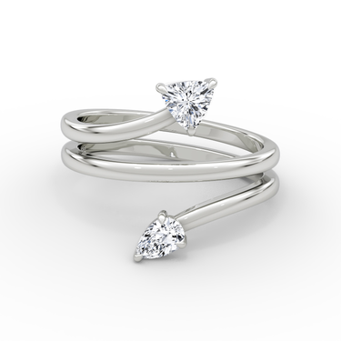 Just Brilliant Bypass Wrap ring in 18K White Gold, front view