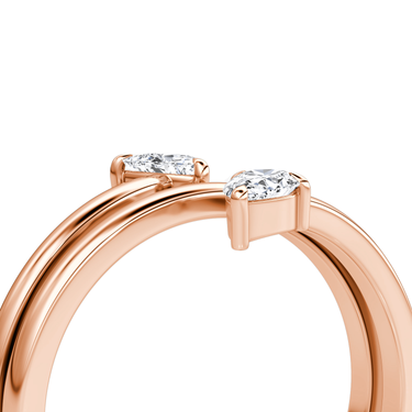 Just Brilliant Bypass Wrap ring in 18K Rose Gold, detail view