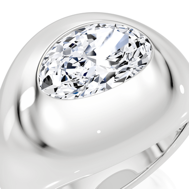 Just Brilliant oval dome band in 18K White Gold, detail2 view.
