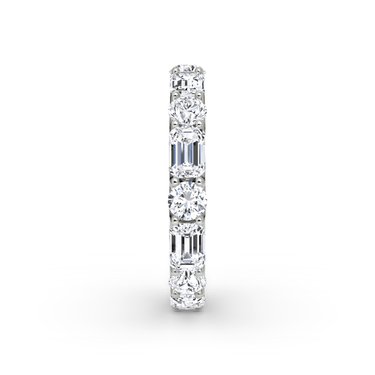 Alternating Shapes Eternity Band in 18K White Gold — side view