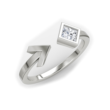 Just Brilliant Arrow Cuff Ring, 0.25Ct / Princess, 18K White Gold, upright view