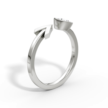 Just Brilliant Arrow Cuff Ring, 0.40Ct / Round Brilliant, 18K White Gold, upright2 view