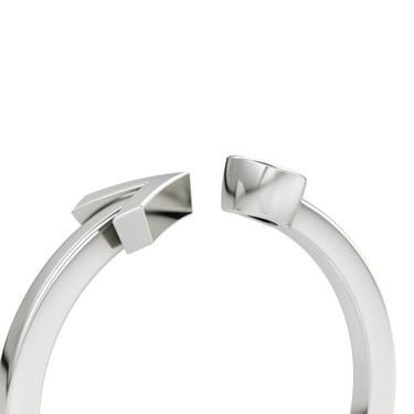Just Brilliant Arrow Cuff Ring, 0.10Ct / Round Brilliant, 18K White Gold, detail view