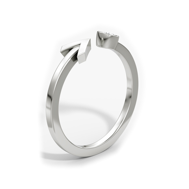 Just Brilliant Arrow Cuff Ring, 0.10Ct / Round Brilliant, 18K White Gold, upright2 view