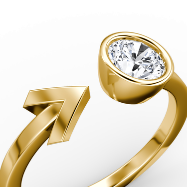 Just Brilliant Arrow Cuff Ring, 0.50Ct / Round Brilliant, 18K Yellow Gold, detail view