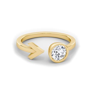 Just Brilliant Arrow Cuff Ring, 0.50Ct / Round Brilliant, 18K Yellow Gold, front view