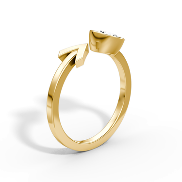 Just Brilliant Arrow Cuff Ring, 0.50Ct / Round Brilliant, 18K Yellow Gold, upright2 view