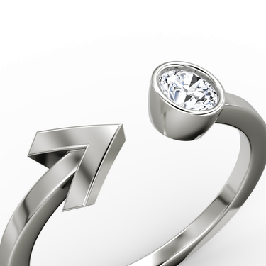 Just Brilliant Arrow Cuff Ring, 0.25Ct / Round Brilliant, 18K White Gold, detail view