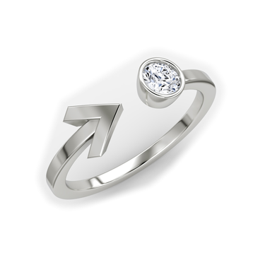 Just Brilliant Arrow Cuff Ring, 0.25Ct / Round Brilliant, 18K White Gold, upright view