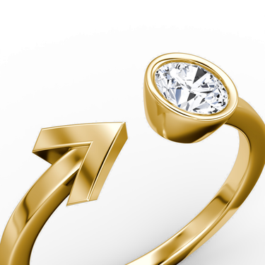 Just Brilliant Arrow Cuff Ring, 0.40Ct / Round Brilliant, 18K Yellow Gold, detail view
