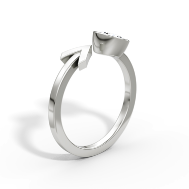Just Brilliant Arrow Cuff Ring, 0.50Ct / Round Brilliant, 18K White Gold, upright2 view