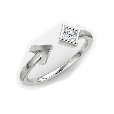Just Brilliant Arrow Cuff Ring, 0.15Ct / Princess, 18K White Gold, upright view
