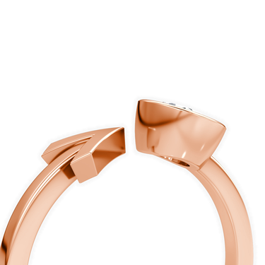 Just Brilliant arrow cuff ring, rose gold, detail2 view.
