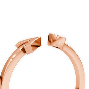Just Brilliant arrow cuff ring, rose gold, detail2 view.
