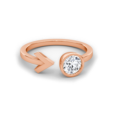 Just Brilliant arrow cuff ring, rose gold, front view.