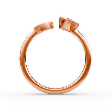 Just Brilliant arrow cuff ring, rose gold, profile view.