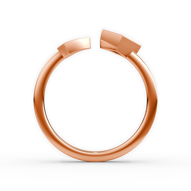 Just Brilliant arrow cuff ring, rose gold, profile view.