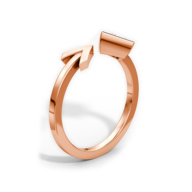 Just Brilliant arrow cuff ring, rose gold, upright2 view.