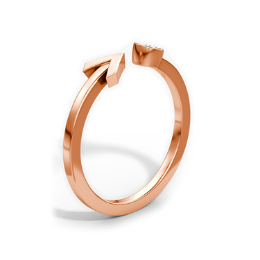 Just Brilliant arrow cuff ring, rose gold, upright2 view.