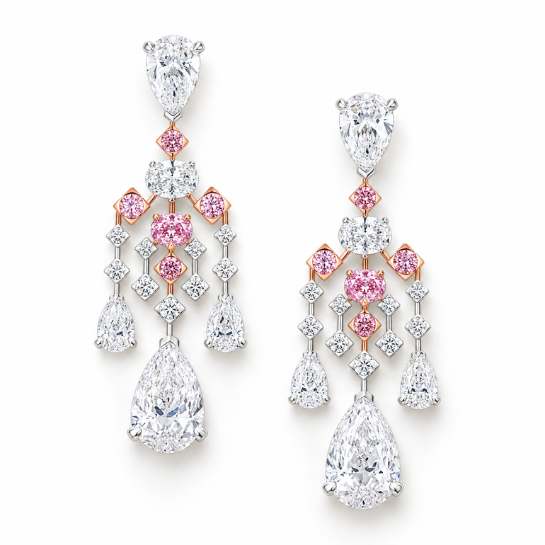 Aurore Rose Diamond Earrings by Just Brilliant — front