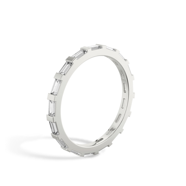 Just Brilliant Baguette Bar Band, full band, 18K White Gold, upright