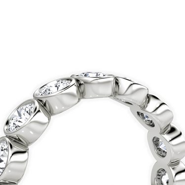 Just Brilliant Bezel Eternity Band in 18K White Gold, detail view.
