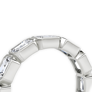 Just Brilliant Bezel Eternity Band in 18K White Gold, detail view.