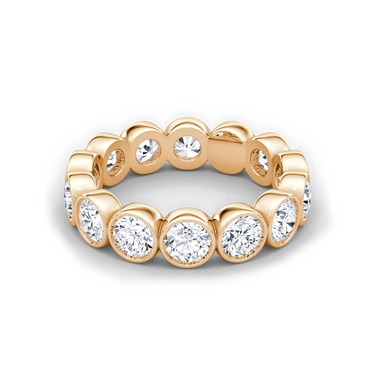 Just Brilliant bezel eternity band, round-brilliant large, 18K Rose Gold, front view.