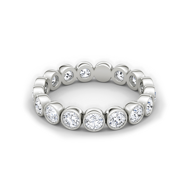 Just Brilliant bezel eternity band, round-brilliant petite, 18K White Gold, front view.