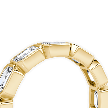 Just Brilliant bezel eternity band, detail view, white background with natural shadow