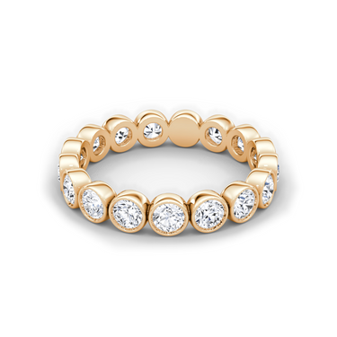 Just Brilliant bezel eternity band, round-brilliant petite, 18K Rose Gold, front view.